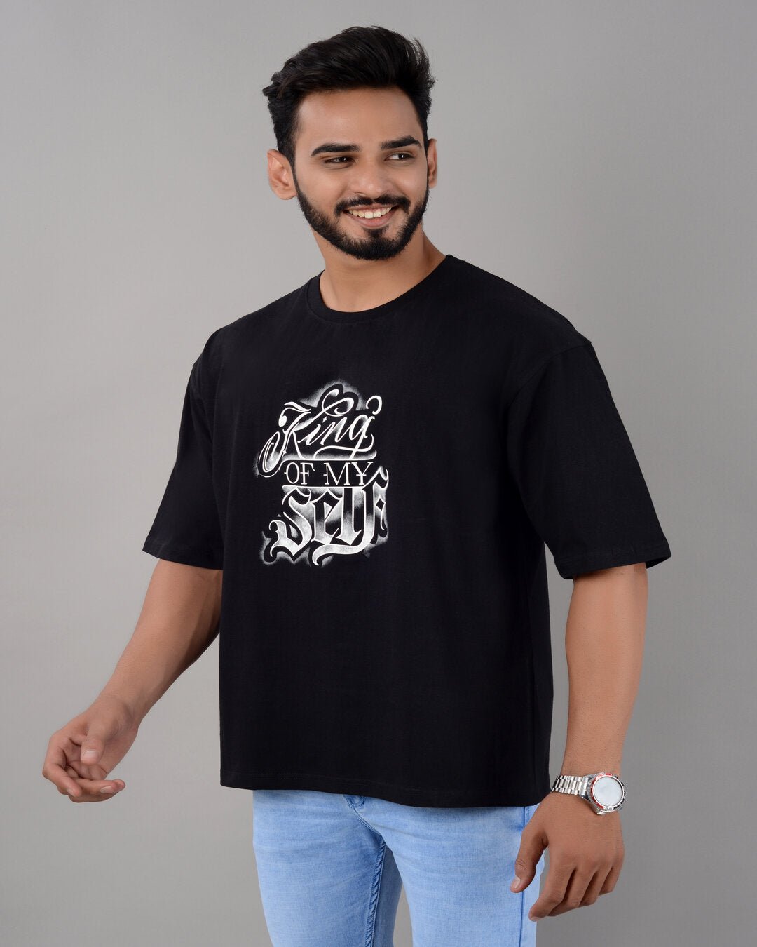 King of My Self Oversized Tee – Black - Dynadrops.In