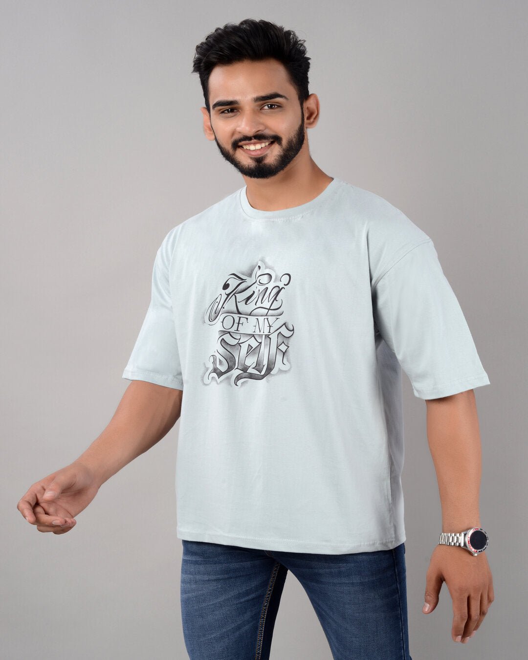 King of My Self Oversized Tee – Ice Blue - Dynadrops