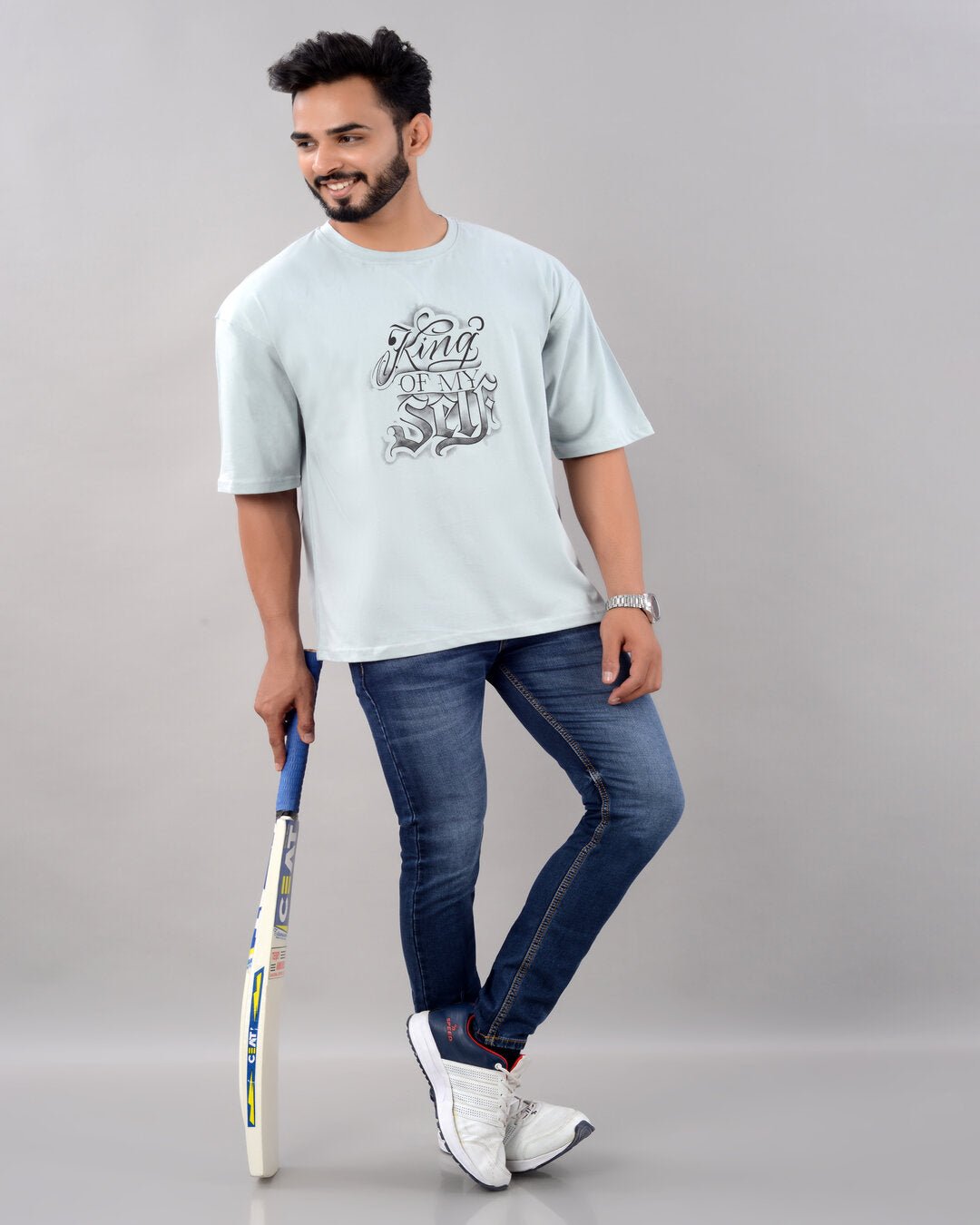 King of My Self Oversized Tee – Ice Blue - Dynadrops