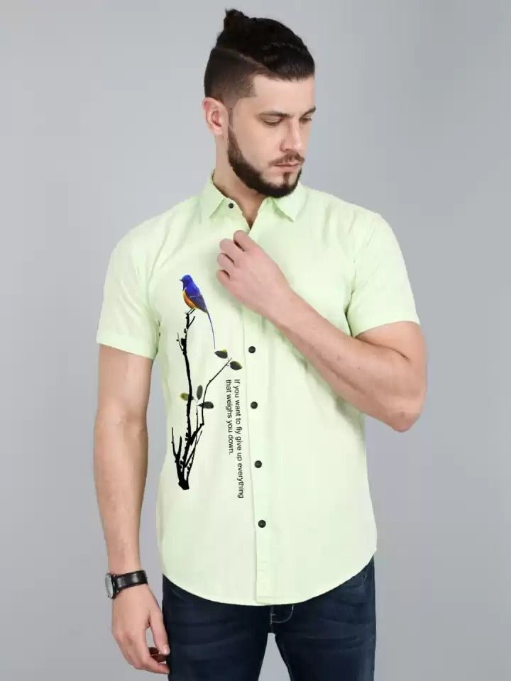 Men Regular Fit Printed Cut Away Collar Casual Shirt - Dynadrops
