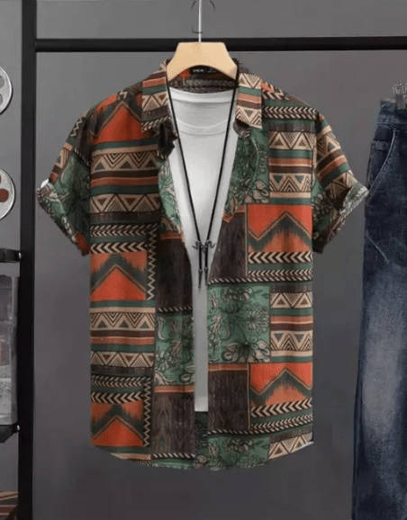 Men Regular Fit Printed Cut Away Collar Casual Shirt - Dynadrops.In