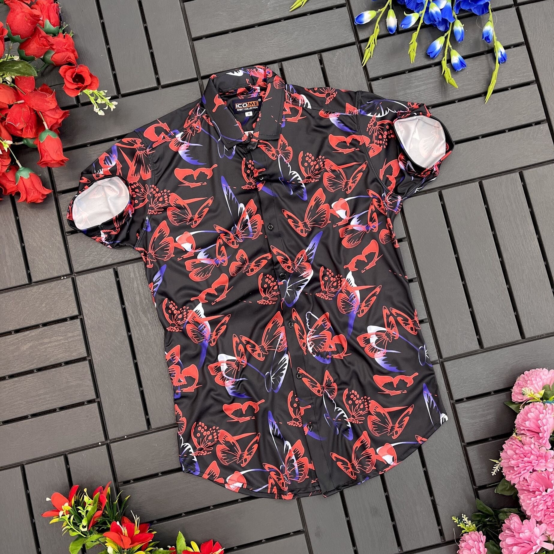 Men Regular Fit Printed Cut Away Collar Casual Shirt - Dynadrops