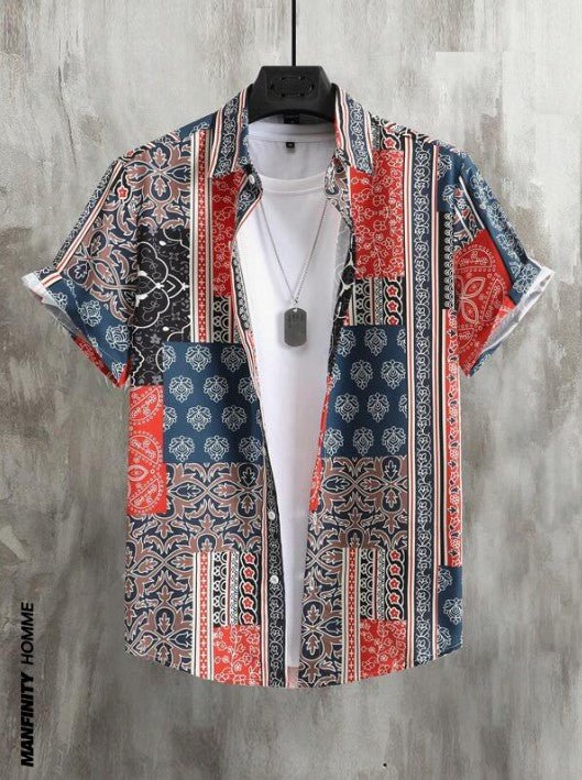 Men Regular Fit Printed Cut Away Collar Casual Shirt - Dynadrops