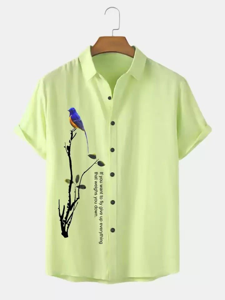 Men Regular Fit Printed Cut Away Collar Casual Shirt - Dynadrops