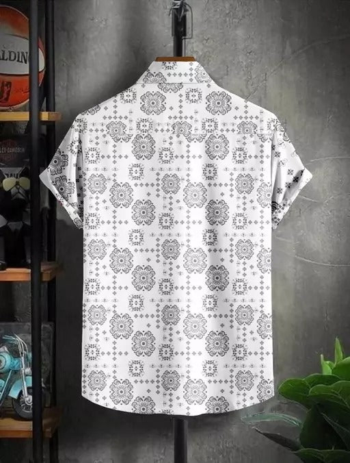 Men Regular Fit Printed Ribbed Collar Casual Shirt - Dynadrops.In