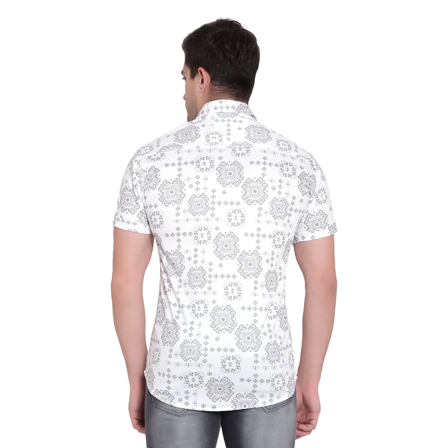 Men Regular Fit Printed Ribbed Collar Casual Shirt - Dynadrops.In