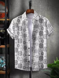Men Regular Fit Printed Ribbed Collar Casual Shirt - Dynadrops.In