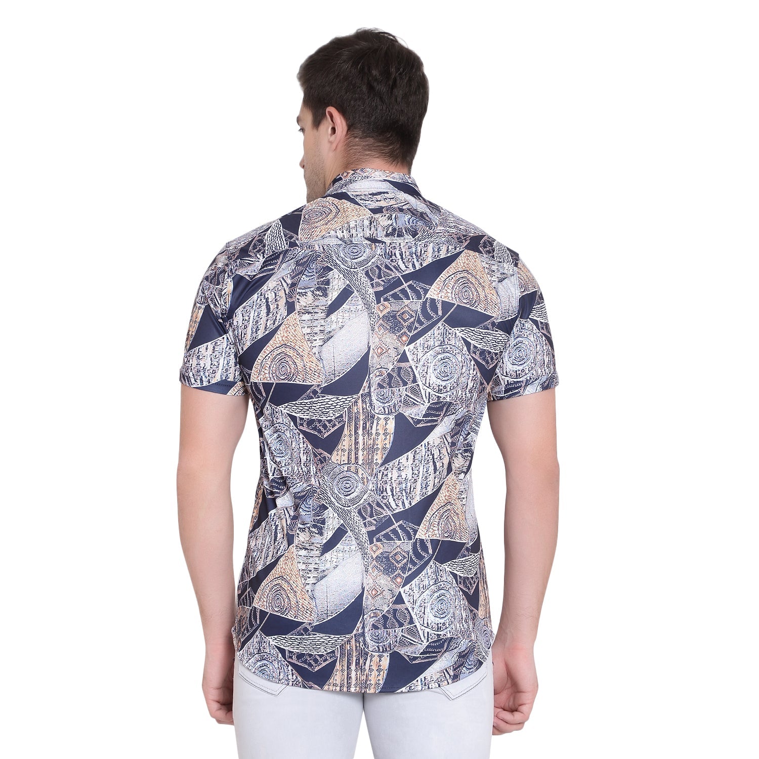 Men Regular Fit Printed Ribbed Collar Casual Shirt - Dynadrops