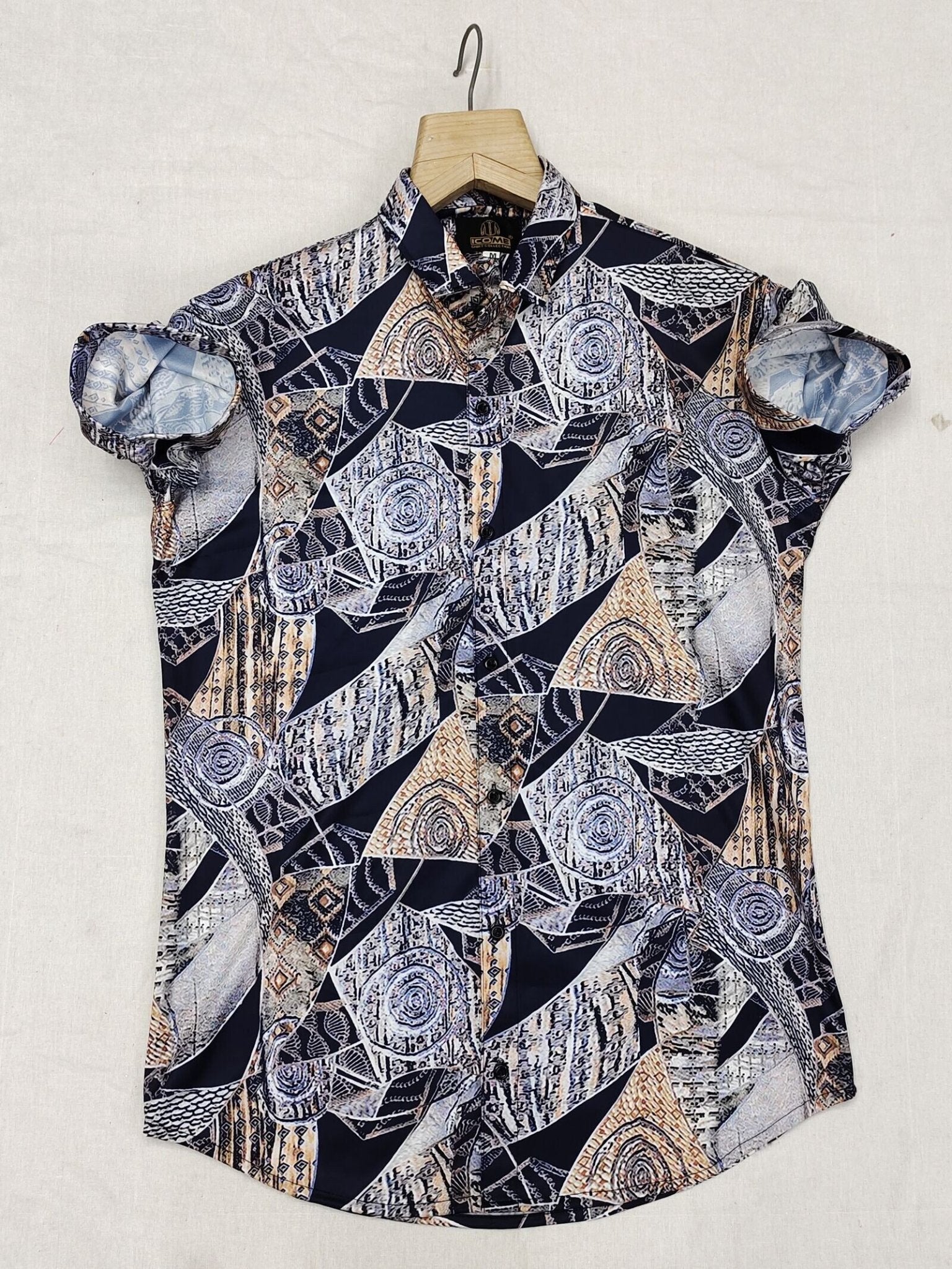 Men Regular Fit Printed Ribbed Collar Casual Shirt - Dynadrops