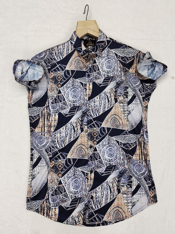 Men Regular Fit Printed Ribbed Collar Casual Shirt - Dynadrops