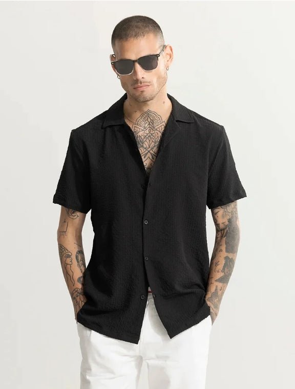 Men Regular Fit Self Design Club Collar Casual Shirt - Dynadrops