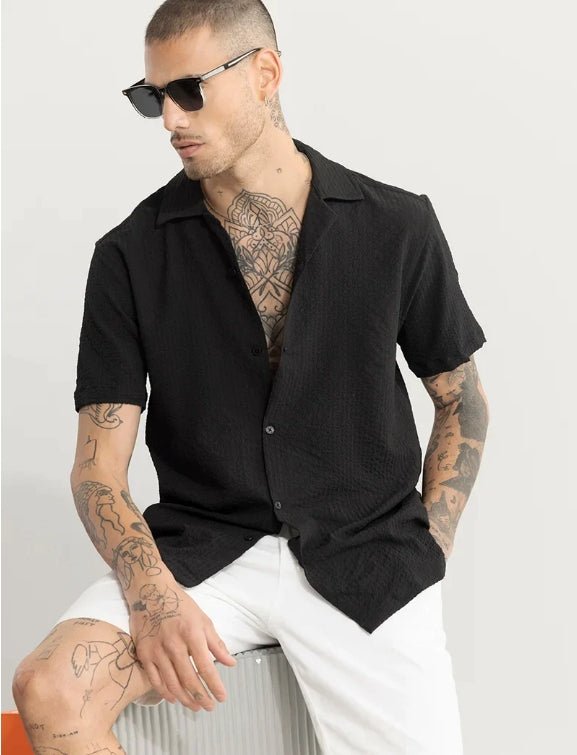 Men Regular Fit Self Design Club Collar Casual Shirt - Dynadrops