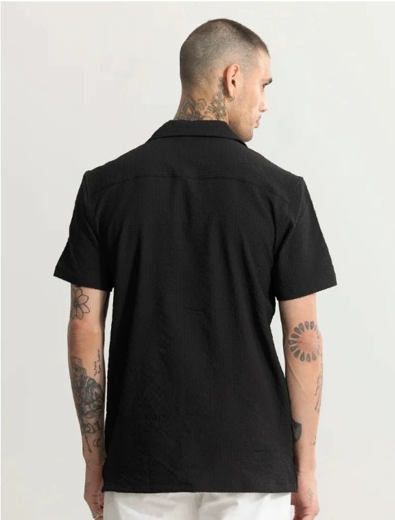 Men Regular Fit Self Design Club Collar Casual Shirt - Dynadrops