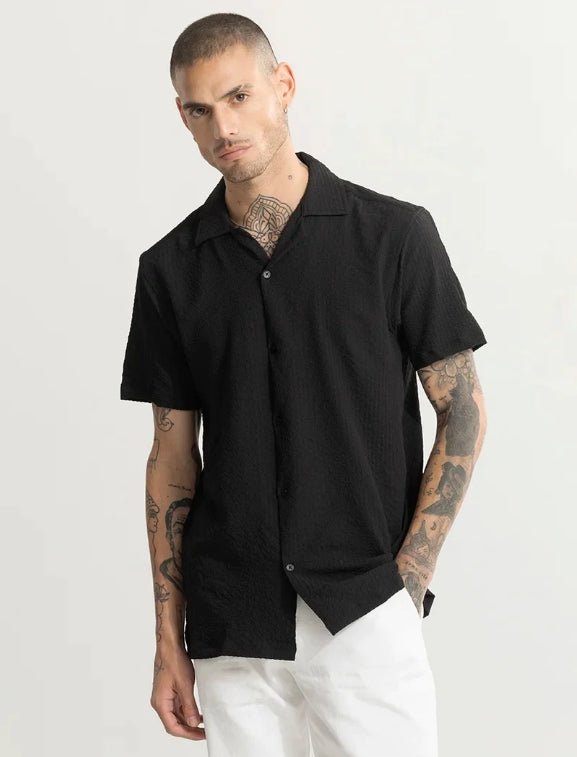 Men Regular Fit Self Design Club Collar Casual Shirt - Dynadrops