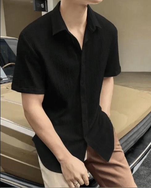 Men Regular Fit Self Design Club Collar Casual Shirt - Dynadrops