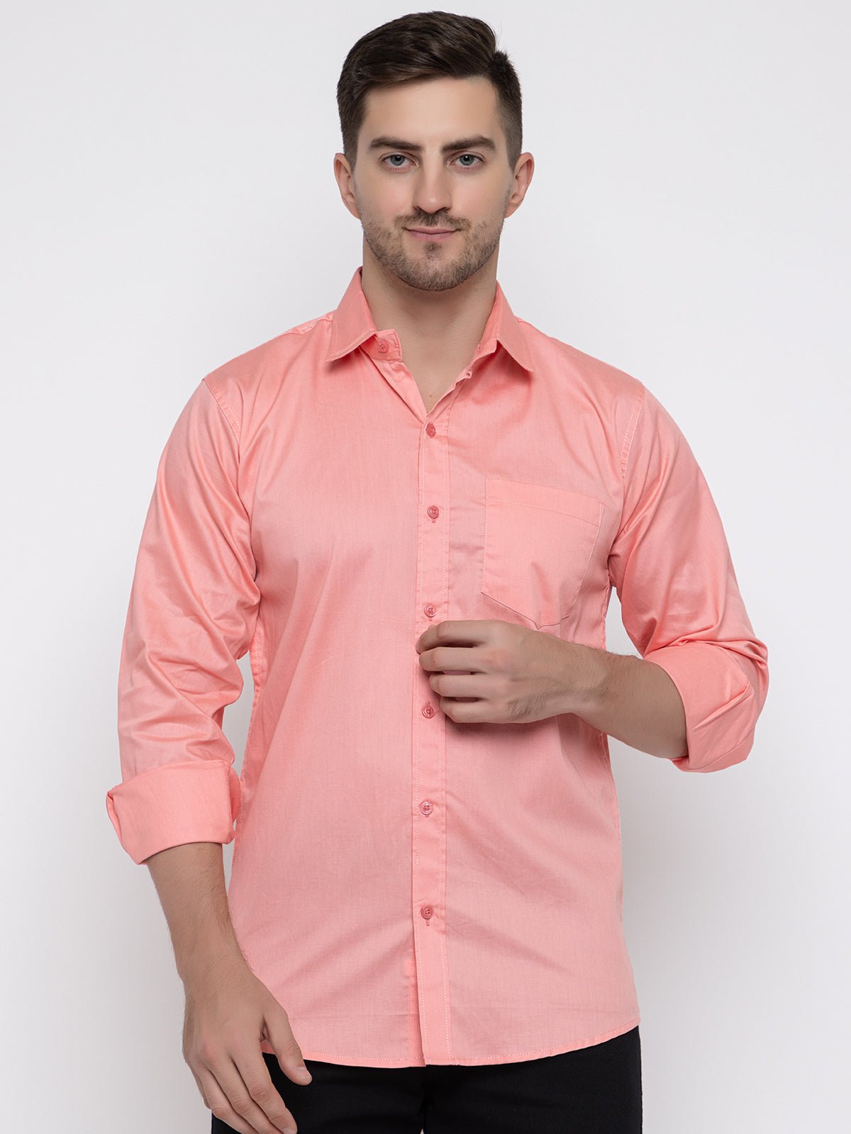 Men Regular Fit Solid Spread Collar Casual Shirt - Dynadrops