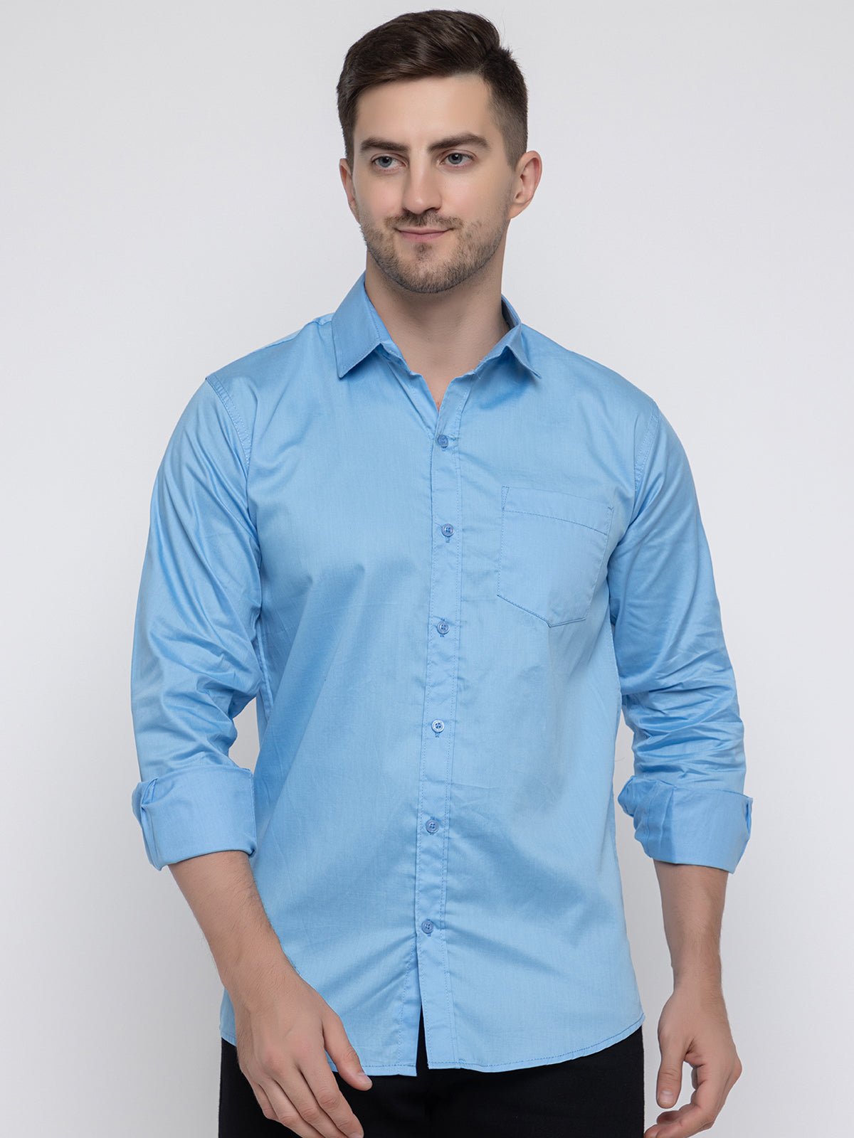 Men Regular Fit Solid Spread Collar Casual Shirt - Dynadrops