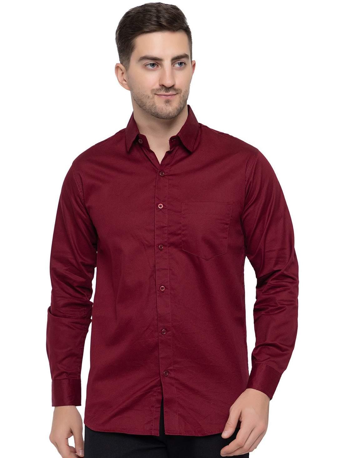 Men Regular Fit Solid Spread Collar Casual Shirt - Dynadrops.In