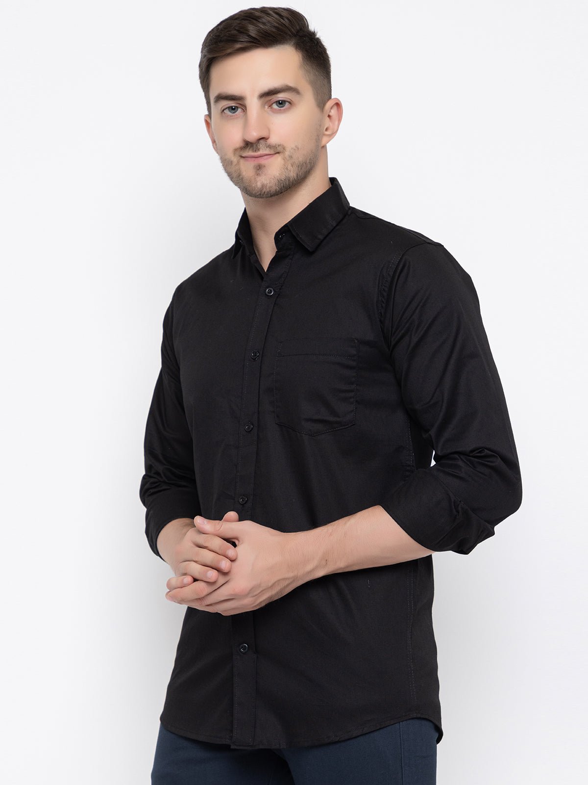 Men Regular Fit Solid Spread Collar Casual Shirt - Dynadrops