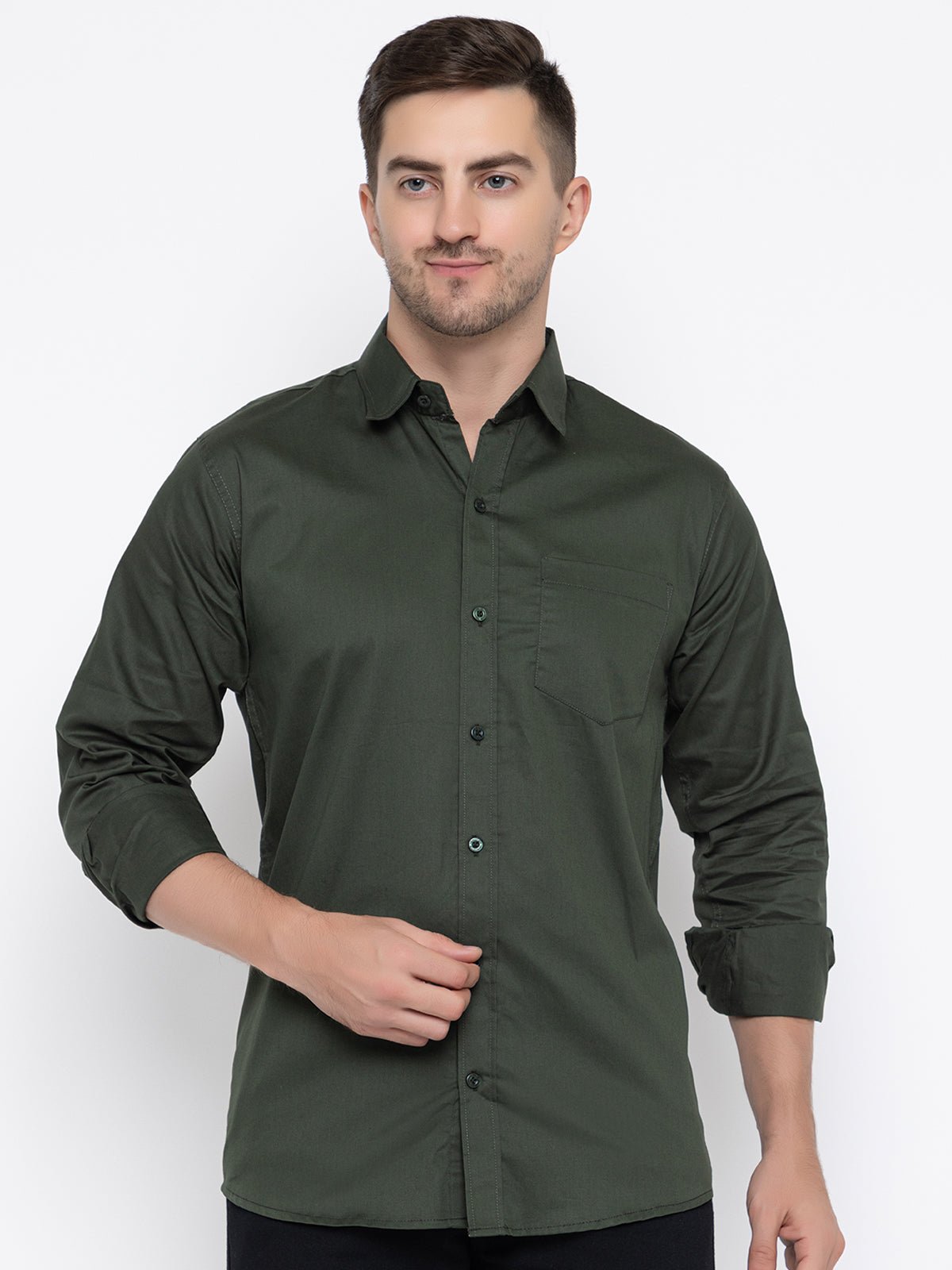 Men Regular Fit Solid Spread Collar Casual Shirt - Dynadrops