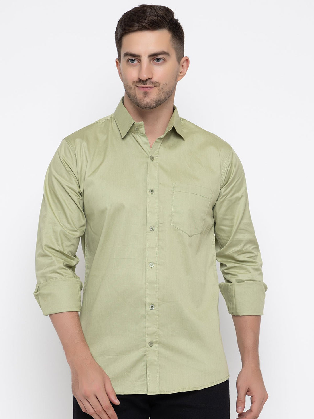 Men Regular Fit Solid Spread Collar Casual Shirt - Dynadrops.In