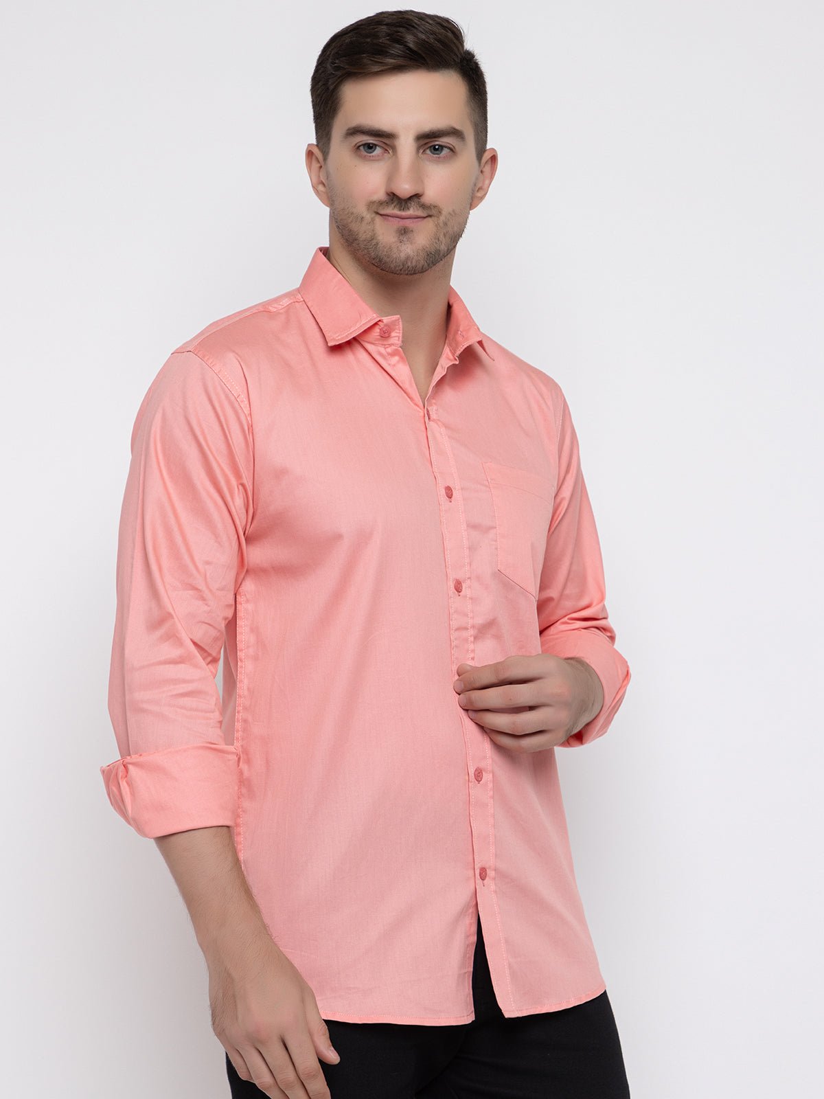Men Regular Fit Solid Spread Collar Casual Shirt - Dynadrops