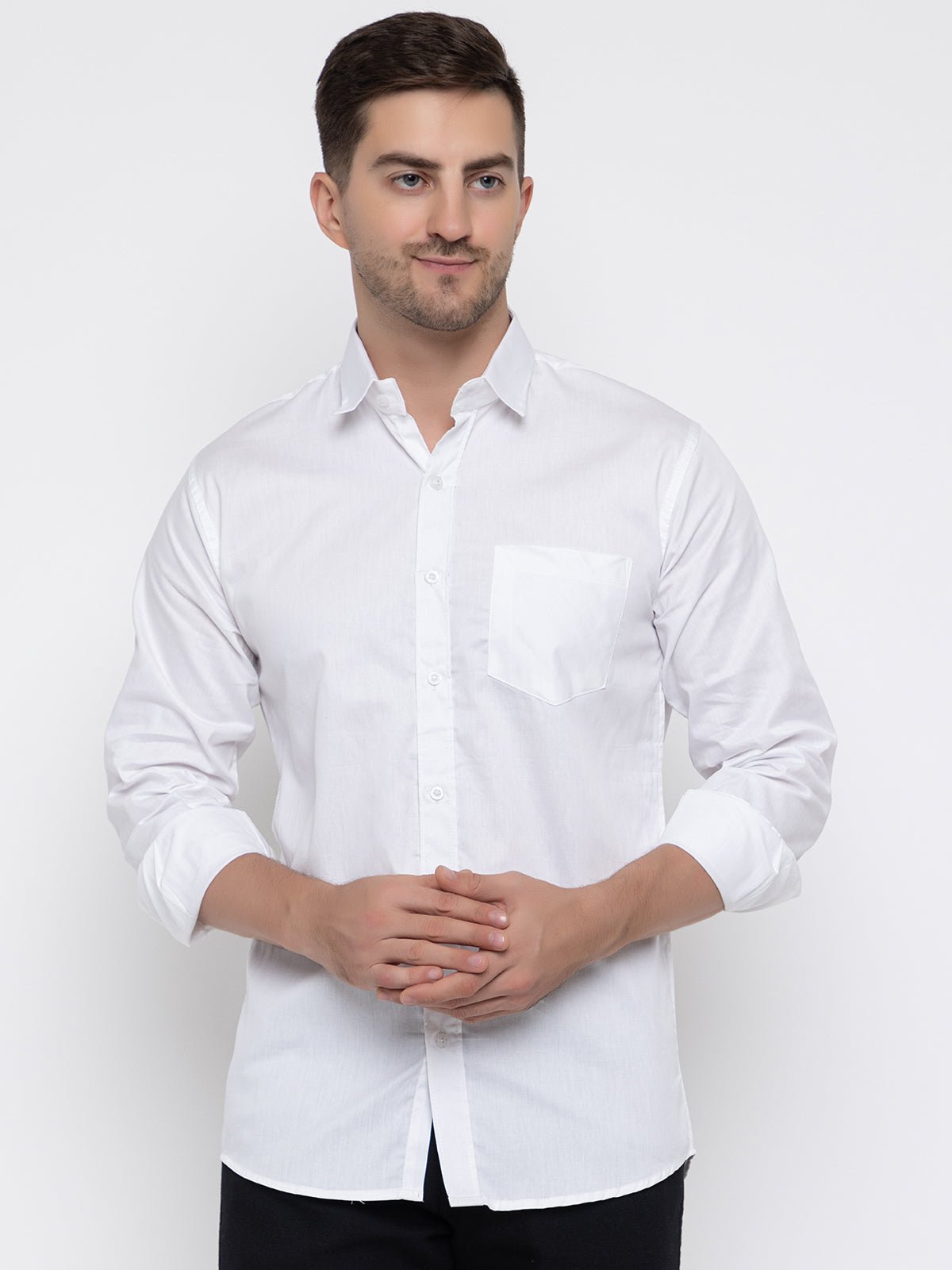 Men Regular Fit Solid Spread Collar Casual Shirt - Dynadrops.In
