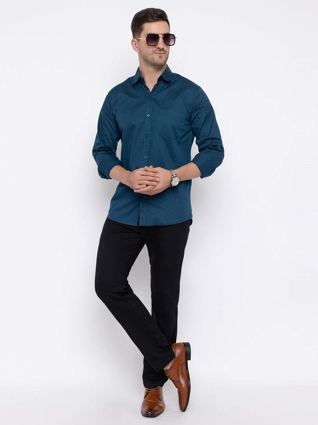 Men Regular Fit Solid Spread Collar Casual Shirt - Dynadrops