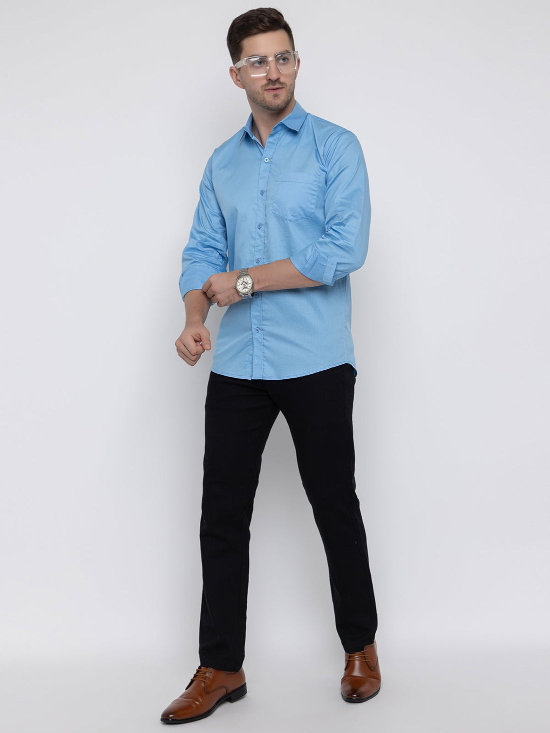Men Regular Fit Solid Spread Collar Casual Shirt - Dynadrops
