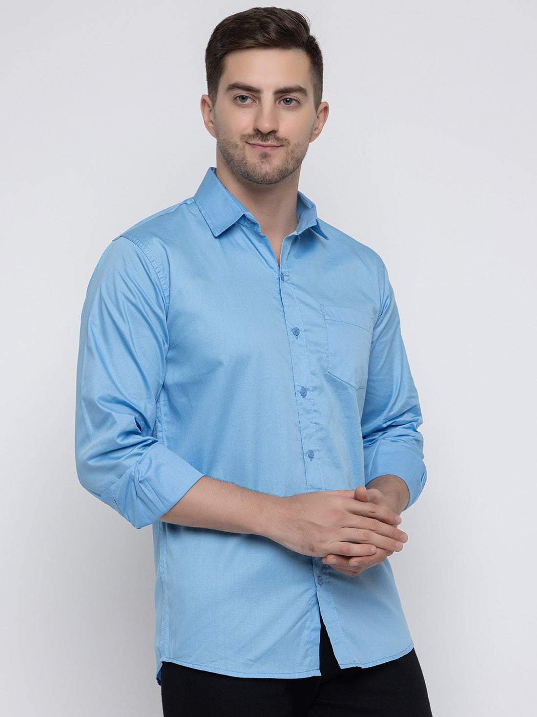 Men Regular Fit Solid Spread Collar Casual Shirt - Dynadrops