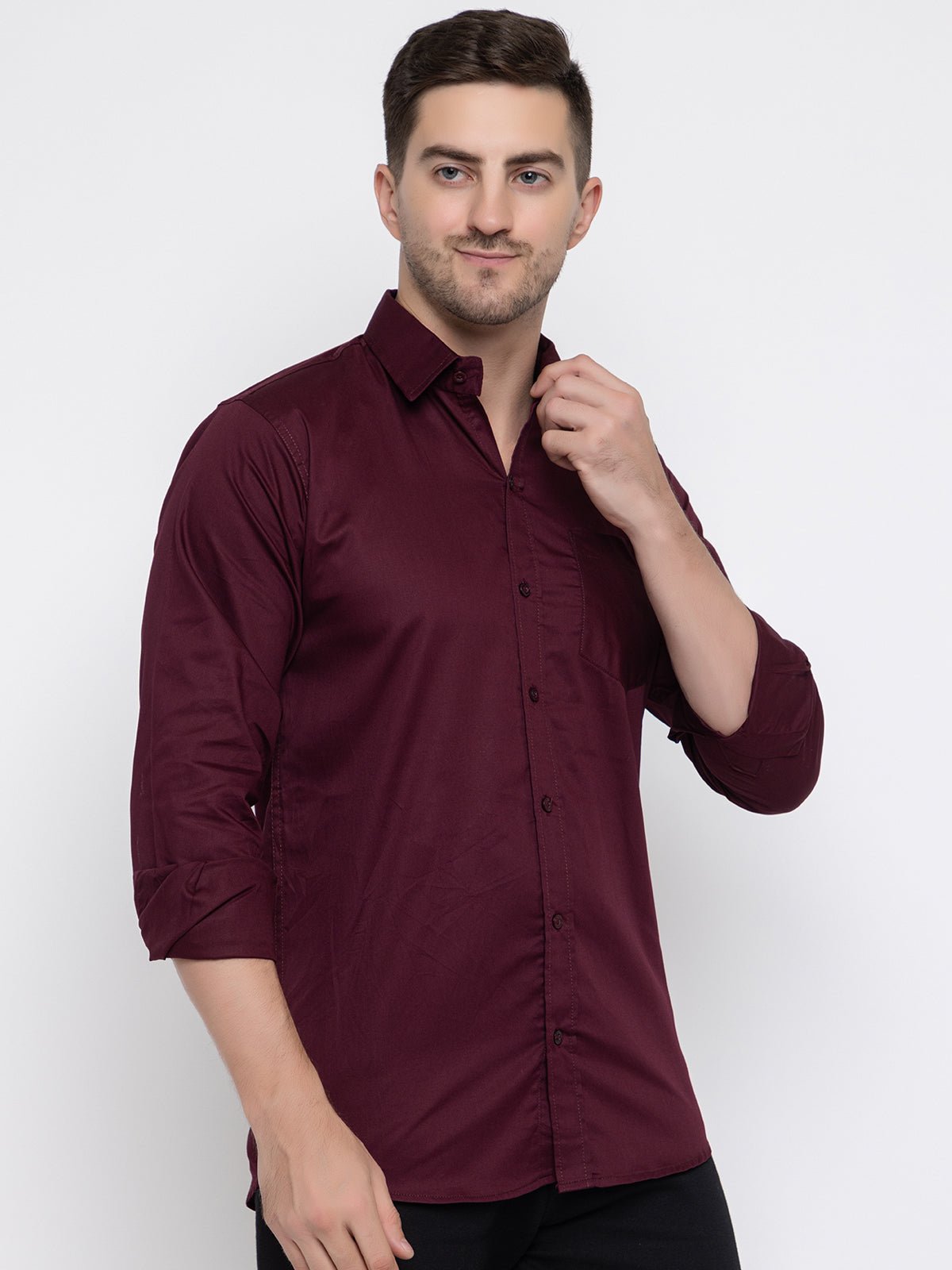 Men Regular Fit Solid Spread Collar Casual Shirt - Dynadrops