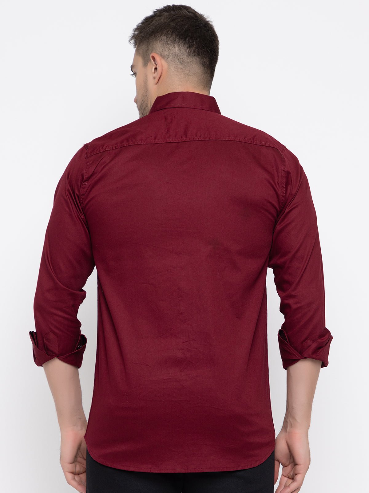 Men Regular Fit Solid Spread Collar Casual Shirt - Dynadrops.In