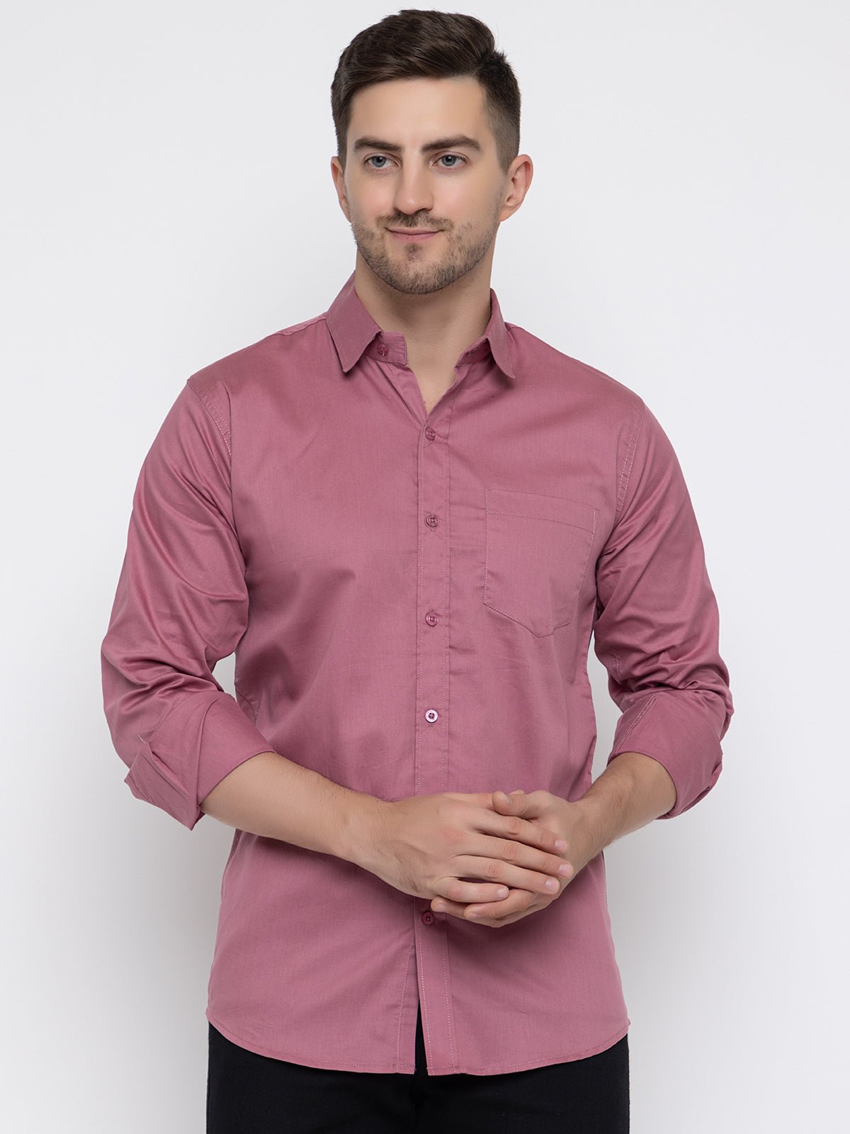 Men Regular Fit Solid Spread Collar Casual Shirt - Dynadrops