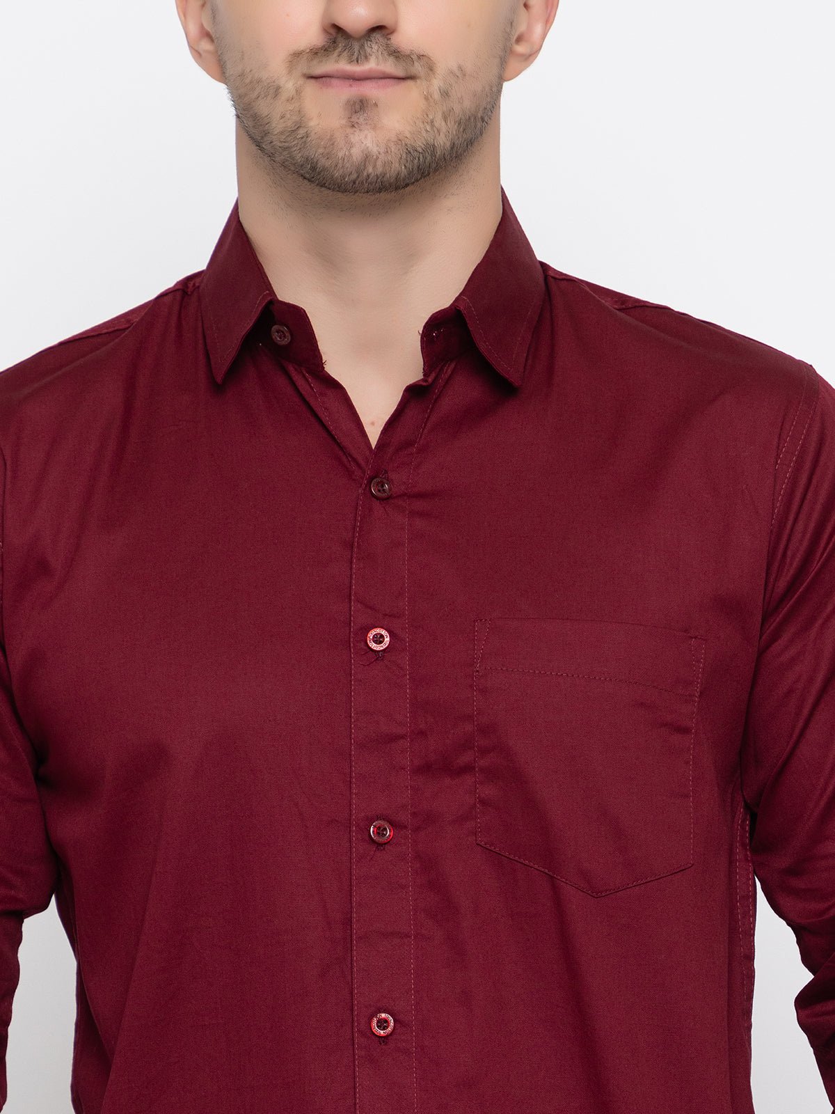 Men Regular Fit Solid Spread Collar Casual Shirt - Dynadrops.In