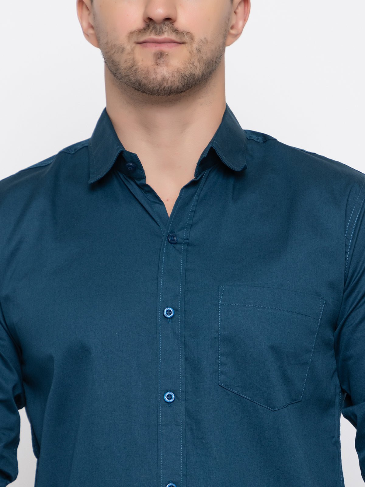 Men Regular Fit Solid Spread Collar Casual Shirt - Dynadrops