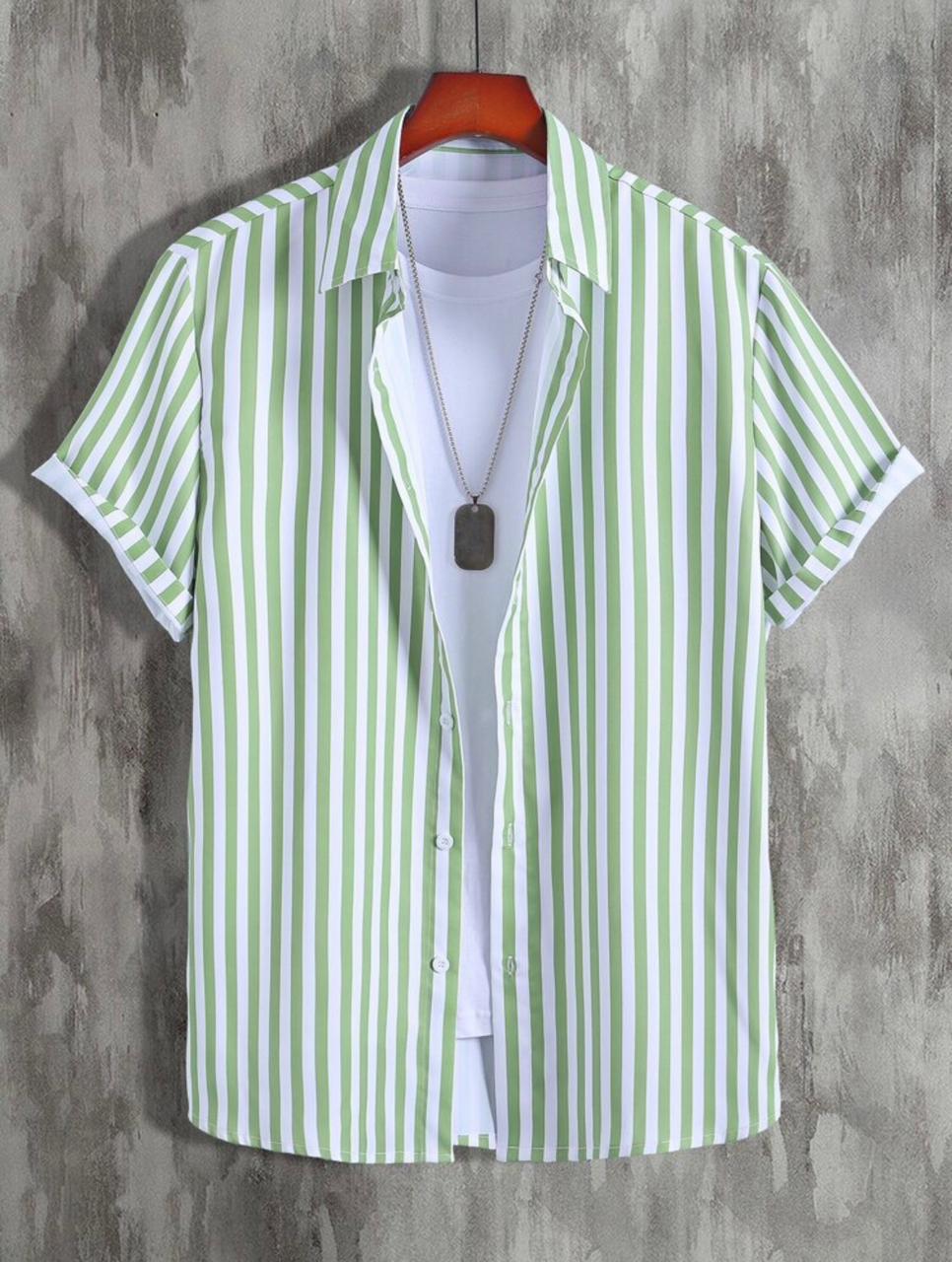 Men Regular Fit Striped Button Down Collar Casual Shirt - Dynadrops