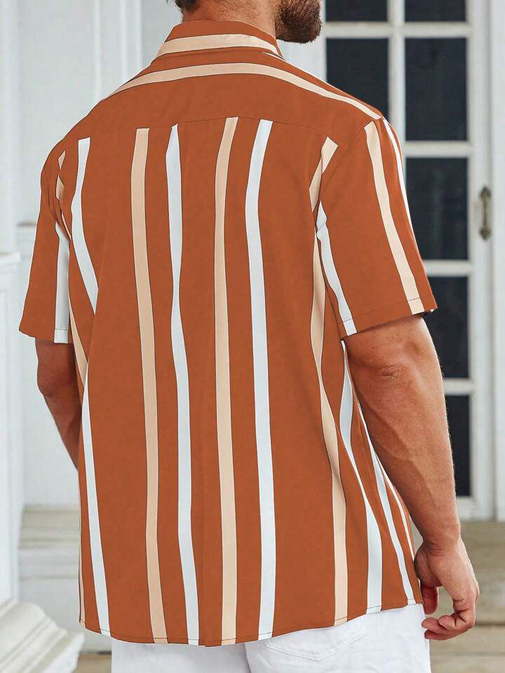 Men Regular Fit Striped Button Down Collar Casual Shirt - Dynadrops.In