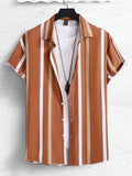 Men Regular Fit Striped Button Down Collar Casual Shirt - Dynadrops.In
