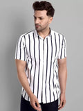 Men Regular Fit Striped Curved Collar Casual Shirt - Dynadrops