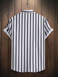 Men Regular Fit Striped Curved Collar Casual Shirt - Dynadrops