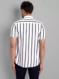 Men Regular Fit Striped Curved Collar Casual Shirt - Dynadrops