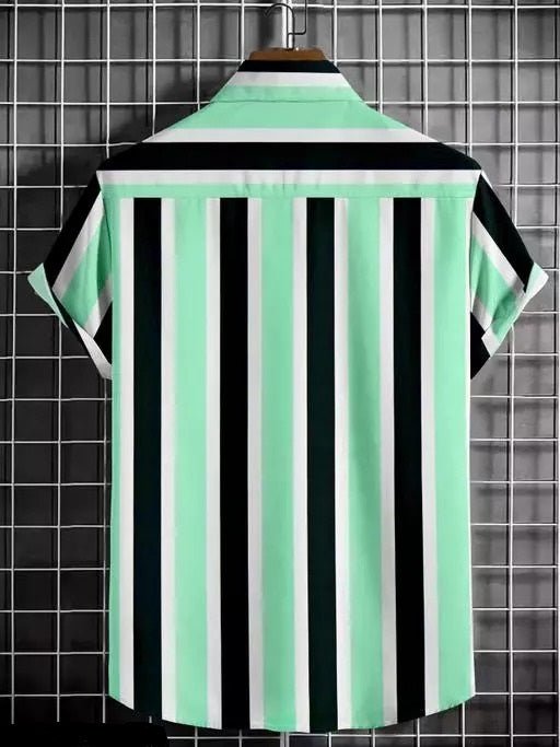 Men Regular Fit Striped Cut Away Collar Casual Shirt - Dynadrops.In