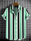 Men Regular Fit Striped Cut Away Collar Casual Shirt - Dynadrops.In