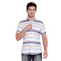Men Regular Fit Striped Ribbed Collar Casual Shirt - Dynadrops.In