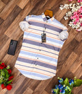 Men Regular Fit Striped Ribbed Collar Casual Shirt - Dynadrops.In
