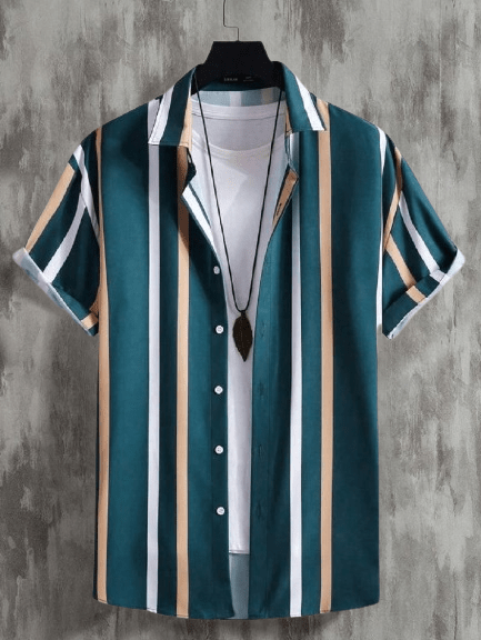 Men Regular Fit Striped Spread Collar Casual Shirt - Dynadrops
