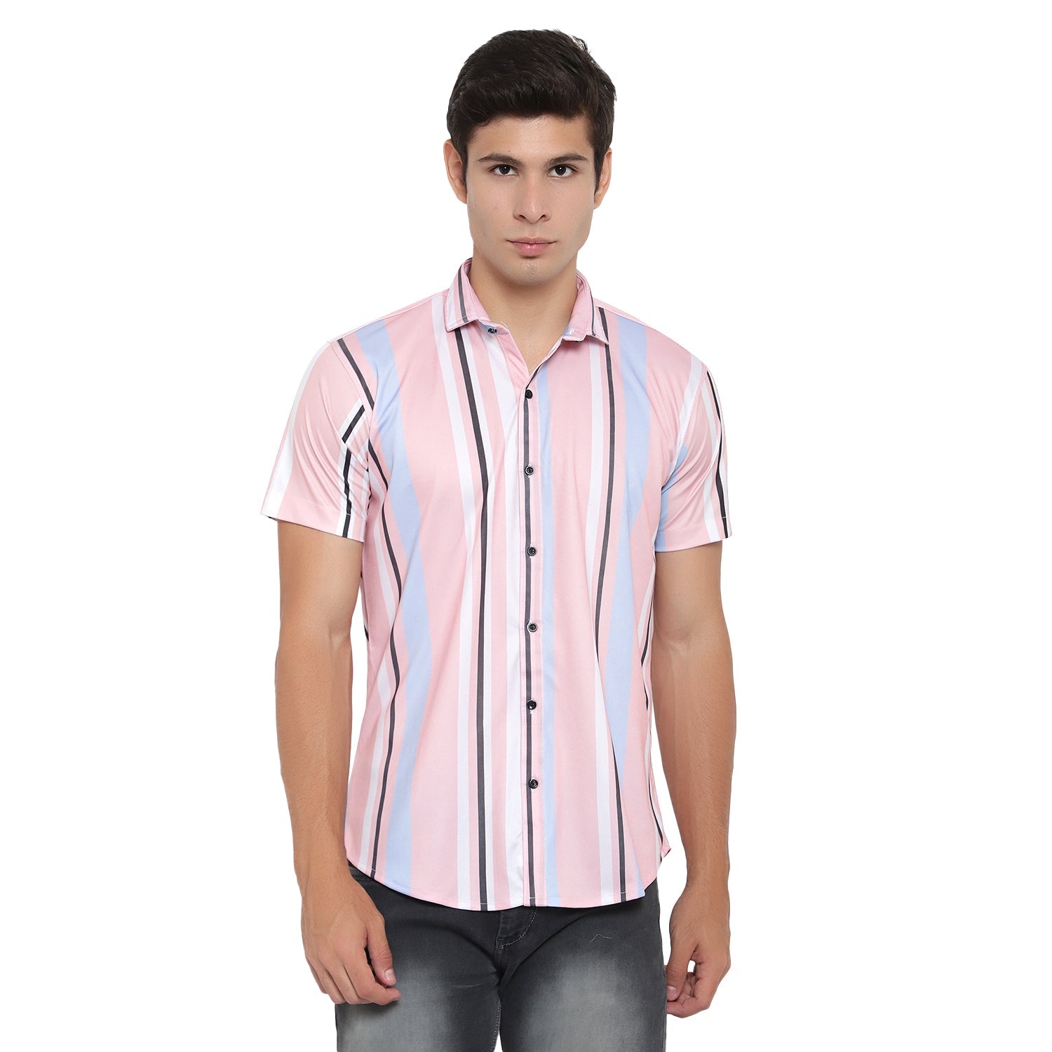 Men Regular, Super Slim Fit Checkered Ribbed Collar Casual Shirt - Dynadrops.In