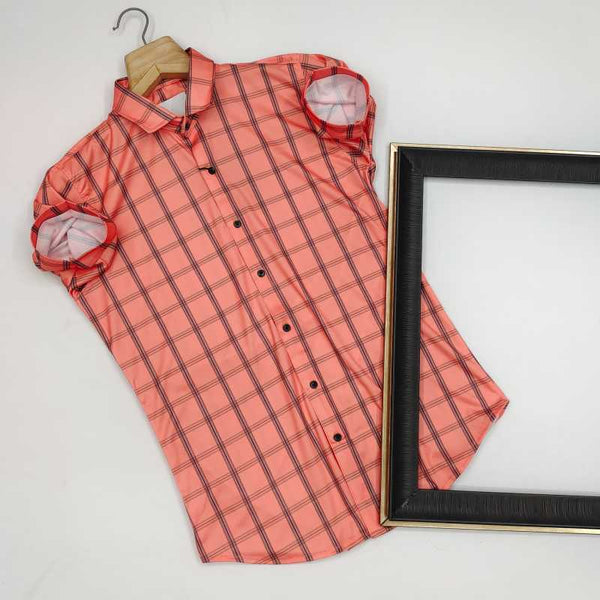 Men Regular, Super Slim Fit Checkered Ribbed Collar Casual Shirt - Dynadrops.In