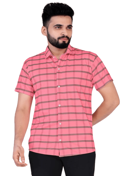 Men Regular, Super Slim Fit Checkered Ribbed Collar Casual Shirt - Dynadrops.In
