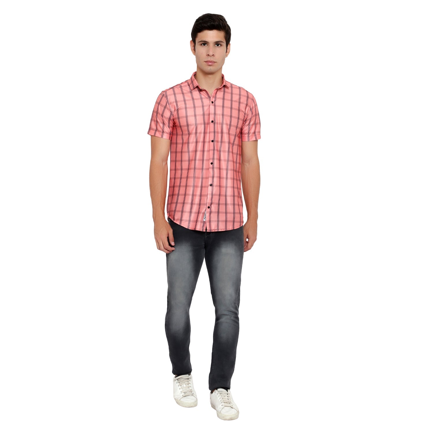 Men Regular, Super Slim Fit Checkered Ribbed Collar Casual Shirt - Dynadrops.In